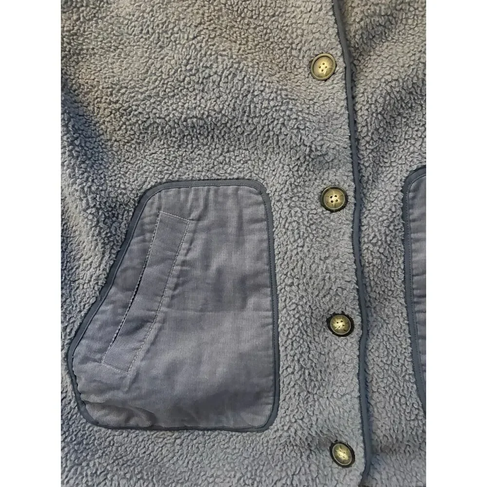 Madewell Fleece Cardigan Jacket Button Re)sourced Shacket Blue